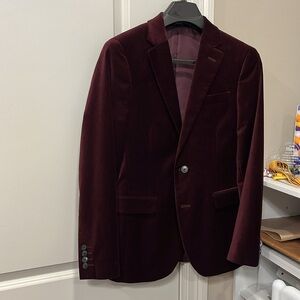 J. Ferrar Men's Burgundy SLIM Suit Jacket 36 SH Slim Fit